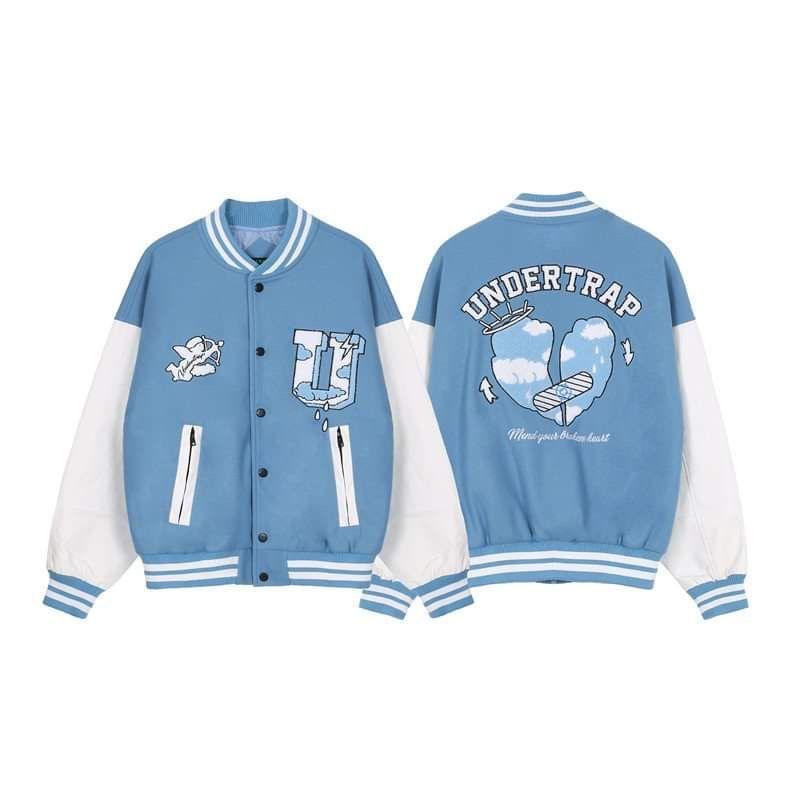 Áo Varsity Jacket UNDERTRAP ullzang - Áo Khoác Bomber phối bo 3 Màu Siêu Hot ( có form rộng XL ) - OCEAN.CLO