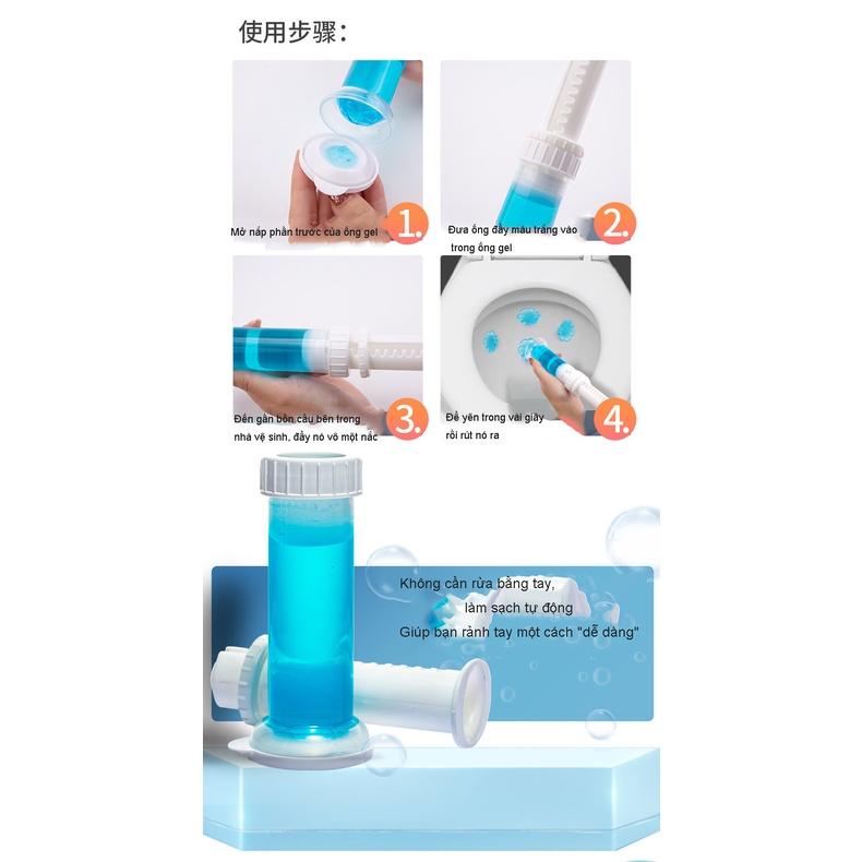 Gel khử mùi bồn cầu hương thơm hoa, thơm ngát mùi hoa, 1 cây bơm 14 hoa