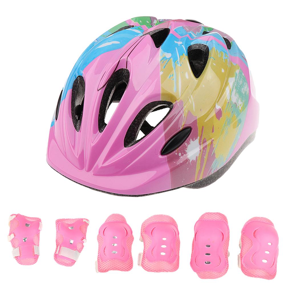 7 Pieces Kid Child Roller Skating Cycling Skateboarding Helmet Knee Wrist Elbow Pad Protector Set