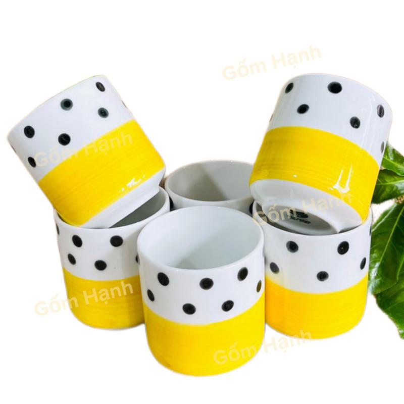 Cốc ly gốm sứ uống nước - Ly sứ kute uống cafe hoạ tiết đẹp dễ thương dung tích 200ml - Gốm Hạnh Bát tràng