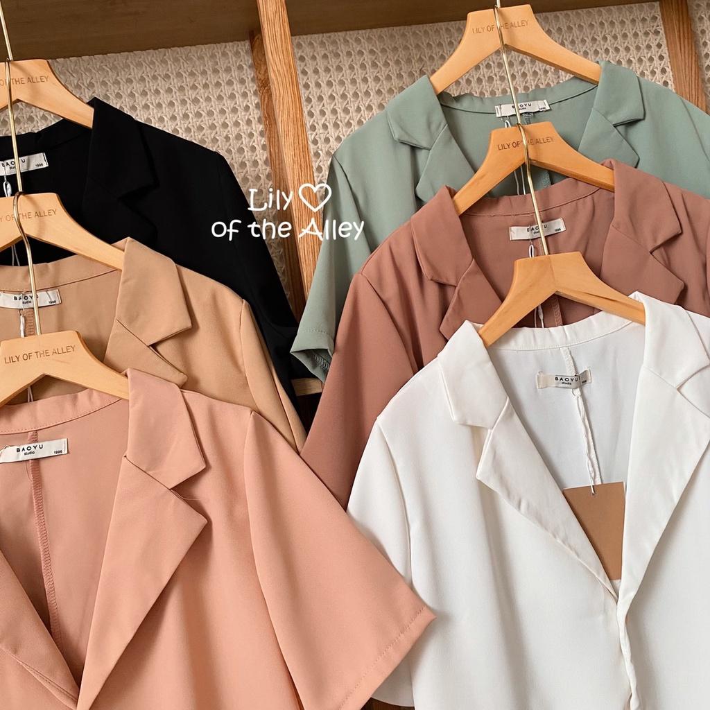 Áo blazer cộc tay túi chéo