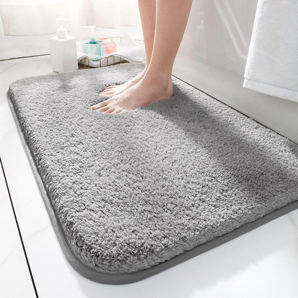 Soft Bathroom Rugs Water Absorbent Non Slip Bath Shower Mat Grey 40x60cm