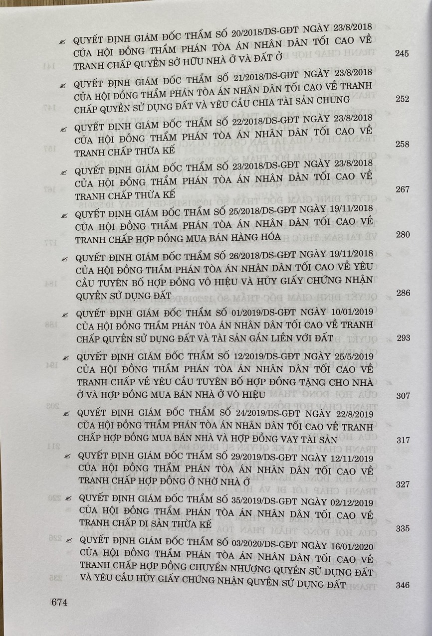 Tuyển Tập Các Quyết Định Giám Đốc Thẩm Của Hội Đồng Thẩm Phán Toà Án Nhân Dân Tối Cao Về Hình Sự, Dân Sự, Kinh Doanh Thương Mại (Từ Năm 2017- 2023)