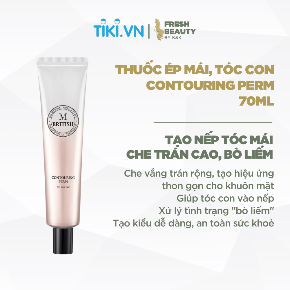 Kem ép tóc mái hỗ trợ che hói, bò liếm, giúp tóc con vào nếp làm tại nhà không cần nhiệt BRITISH M Contouring Perm 1-70mL