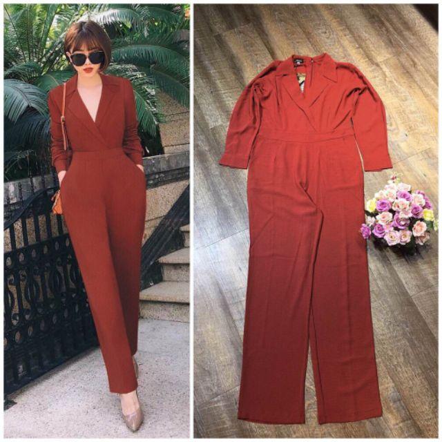 Jum dài ống suông cổ vest 2 túi xinh xắn