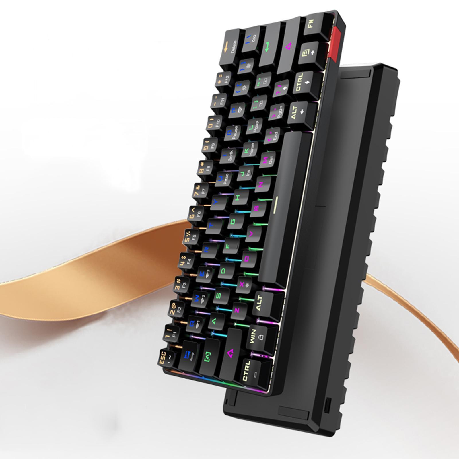 DIK61 Wireless 60% Mechanical Gaming Keyboard, Compact Bluetooth Mechanical Keyboard Blue Switches, 61 Keys, Compatible for Multi-Device Connection