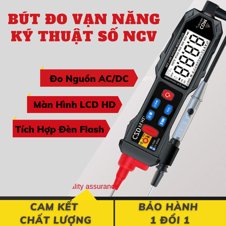 Đồng Hồ Vạn Năng Kỹ Thuật Số Dạng Bút 3 Trong 1, Đồng Hồ Vạn Năng + Bút Kiểm Tra Điện Áp + Máy Đo Trình Tự Pha Màn Hình Điện Tử