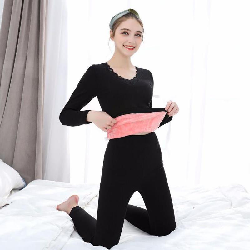 Đầm Ren Nữ Quần Lót Sinh Nhiệt Ấm Áo Vest Nữ Xe Tăng Crop Top Làm Đẹp Lưng Quần Lót Nữ Tập Hợp Plus Kích Thước Cổ Chữ V mềm Mại