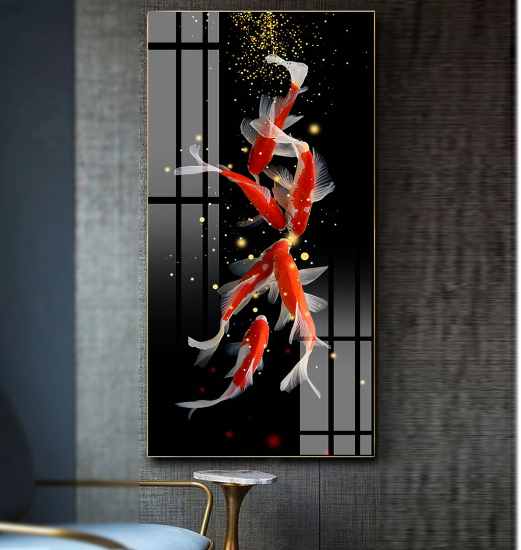 Tranh Canvas Treo Tường Hiện Đại - Tranh Cửu Ngư Quần Hội Giá Rẻ