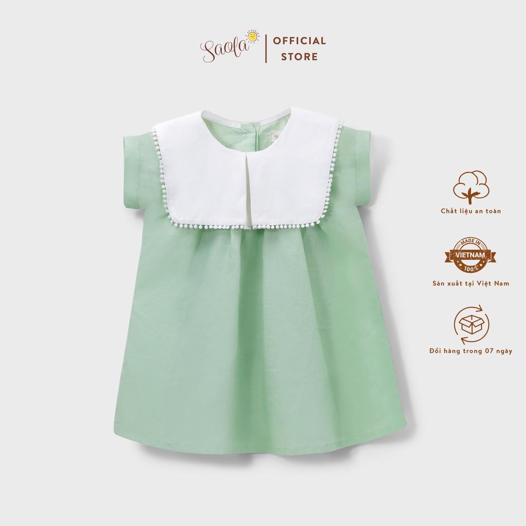 Váy Bé Gái BabyDoll Cổ Vuông Viền Ren Chất Liệu Linen - ALULA DRESS - DRL003 - SAOLA CLOTHING