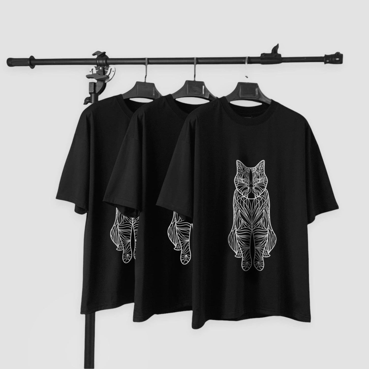Bộ Quần Áo Thun Unisex CAT Form Rộng Phong Cách Hàn Quốc Chất Liệu Cotton Cao Cấp Thoáng Mát