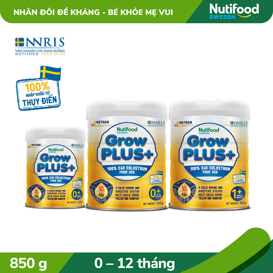 Sữa bột GrowPLUS+ Vàng - Sữa non tăng đề kháng 0-12 tháng Lon 400g