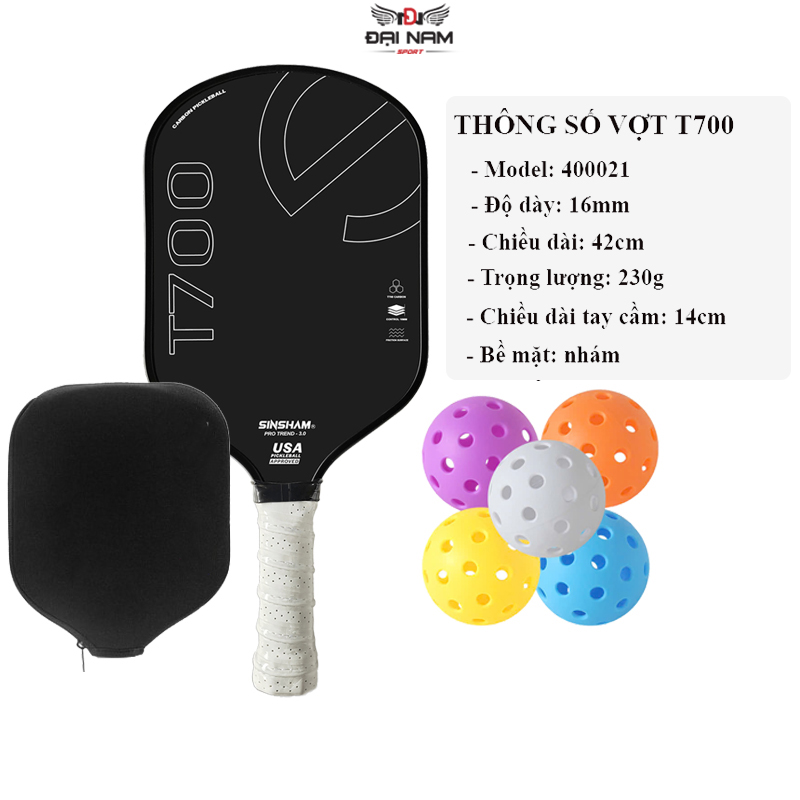 Vợt Pickleball Mặt Nhám Full Cacbon T700 Dày 16mm,Siêu Bền + Tặng Kèm Túi Chống Sốc Và 4 Bóng