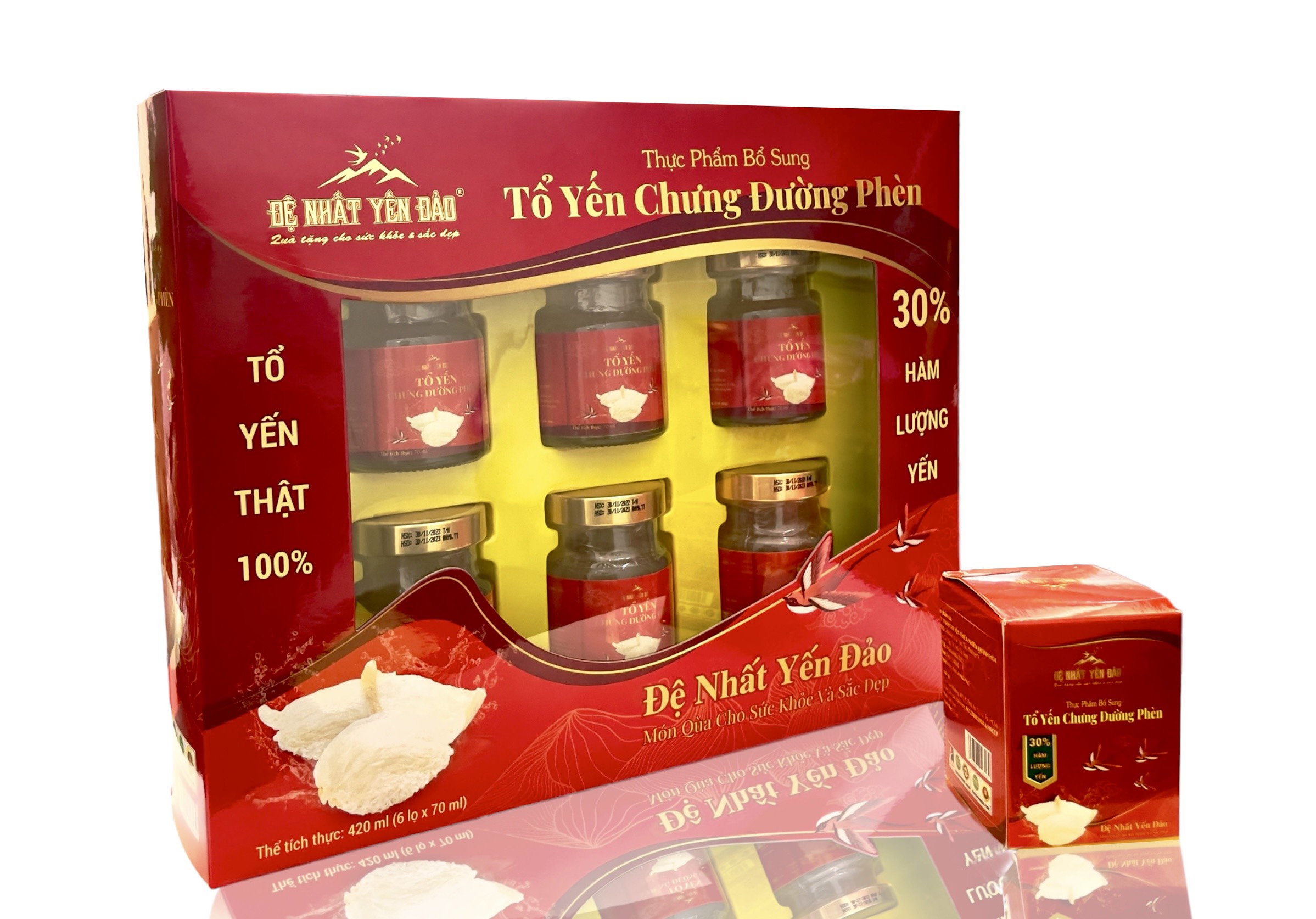 [TOP SALE] TỔ YẾN CHƯNG ĐƯỜNG PHÈN 100% Tổ Yến Thật (Hàm Lượng 30%) (6 Lọ X 70ML) - Đệ Nhất Yến Đảo - Tăng Sức Đề Kháng - Kích Thích Tiêu Hóa - An Thần - Bổ Phế - Long Đờm - Giảm Ho - Tăng Cường Trí Nhớ - Kéo Dài Thanh Xuân