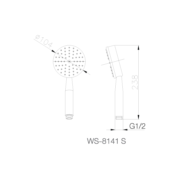 WS-8141S - Vòi sen 4&quot; (kèm dây 1.5m) - INOX SUS 304