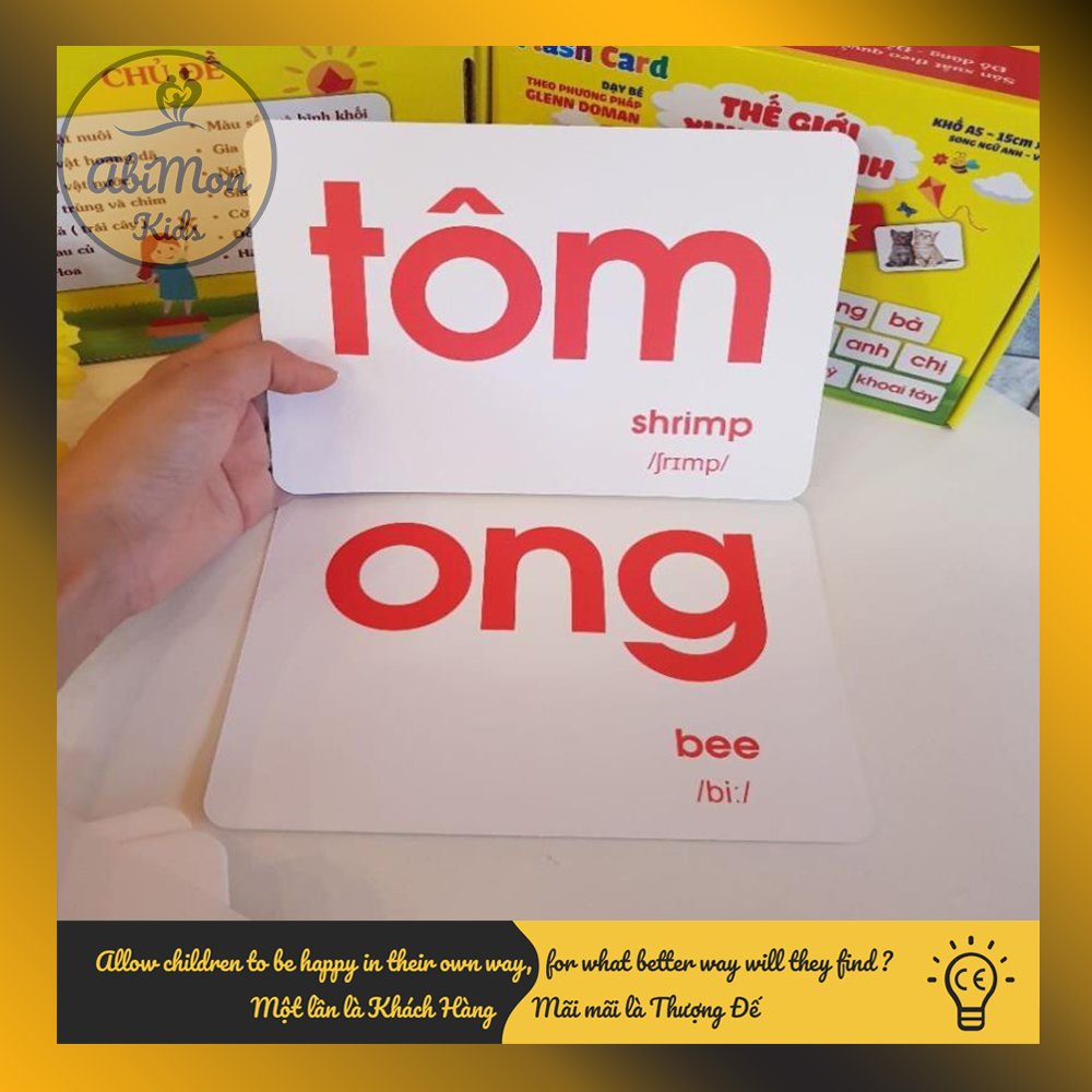 Bộ Thẻ Flashcards khổ A5 (size to nhất) - Học Tiếng Anh Cho Bé ||  || Đồ chơi Gỗ - Giáo dục - An toàn - Thông minh