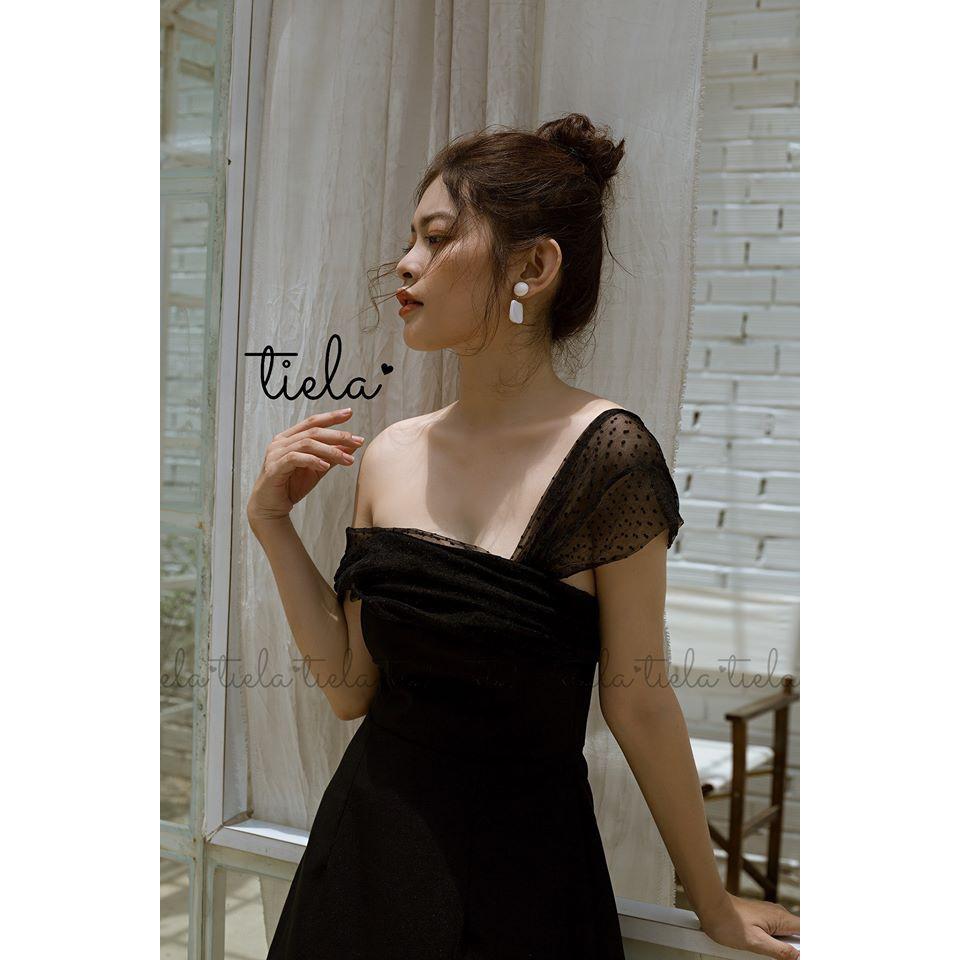 Váy lệch vai-Angela dress - Trắng, Đen