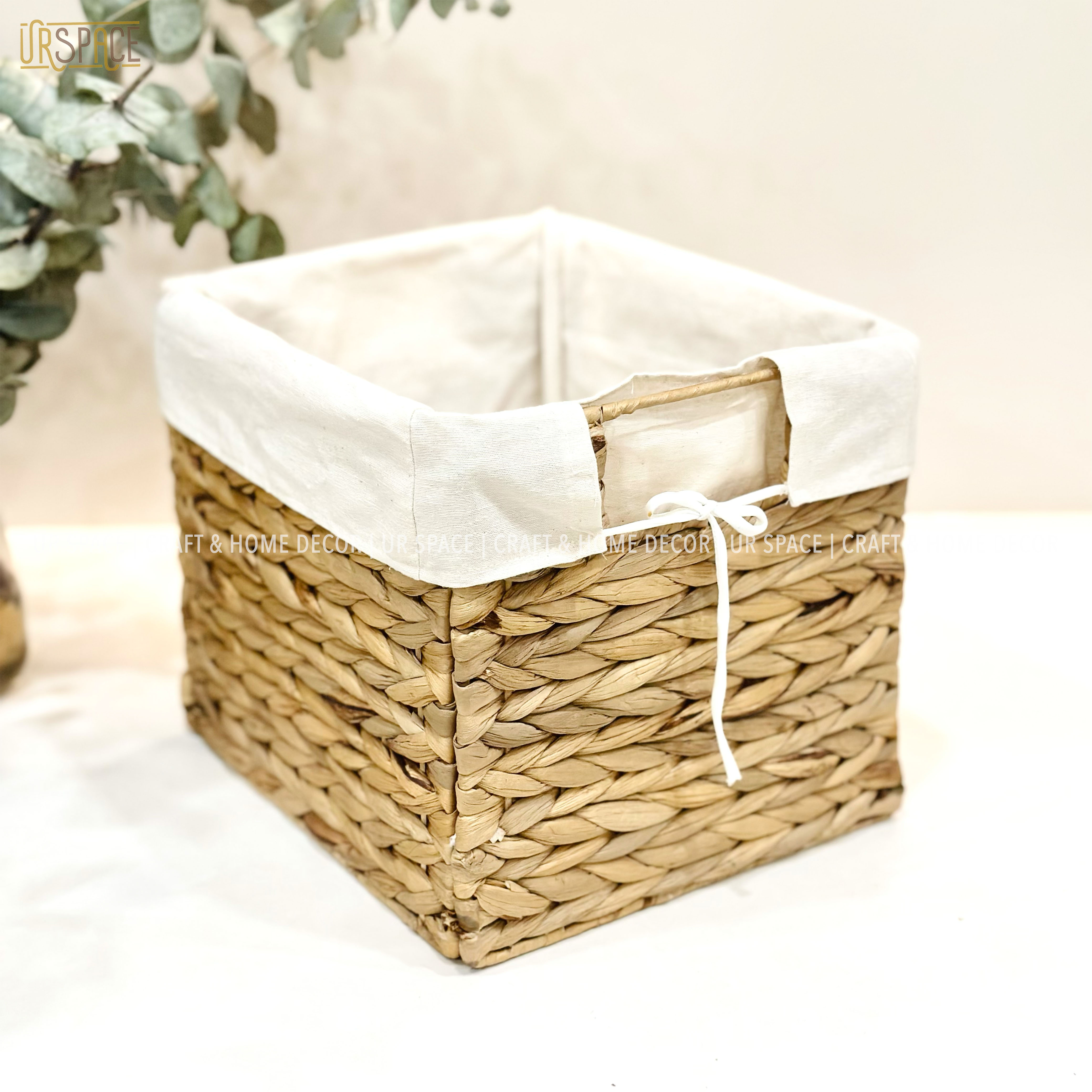 Sọt lục bình đựng đồ URSPACE hình chữ nhật trang trí decor sắp xếp không gian / RECTANGLE HYACINTH FOLDING BASKET