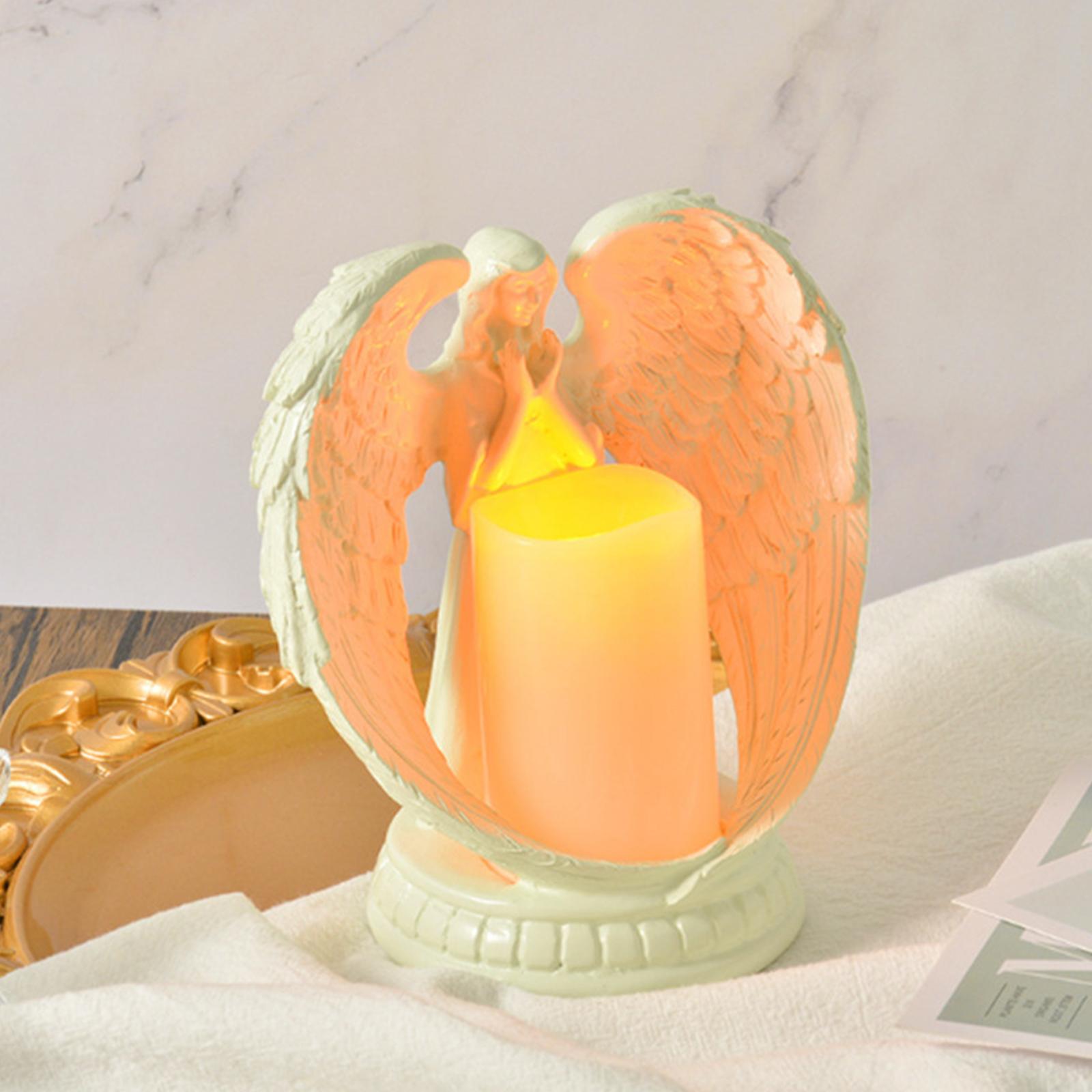 Angel LED Candle Angel Figurines Flameless Candles Flickering Commemorate Angel Candles Home Party Memorial Decor