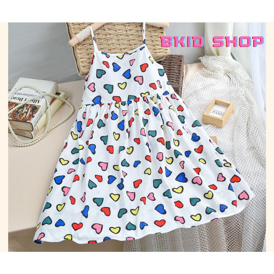 Váy đầm bé gái 2 dây mùa hè ,nơ sau lưng, BKID SHOP