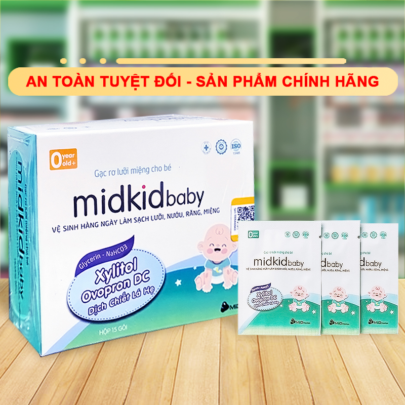 Gạc rơ lưỡi an toàn cho bé Baby-S, Gạc rơ lưỡi Midkid diệt khuẩn đến 99,9% dành cho bé – SI020