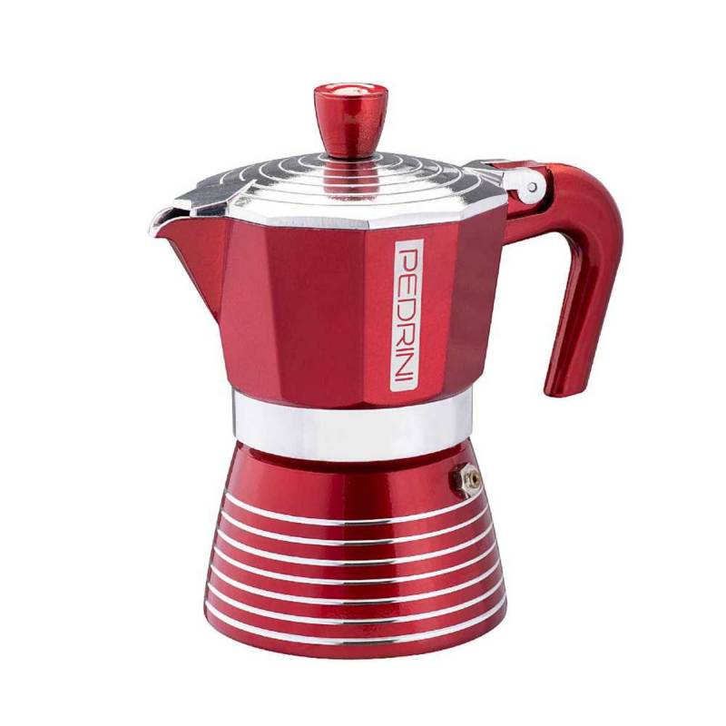 Ấm pha cà phê PEDRINI Infinity Passion - Aluminium - Màu Đỏ - 1 cup /2 cup /3 cup /6 cup [ Hàng Chính Hãng