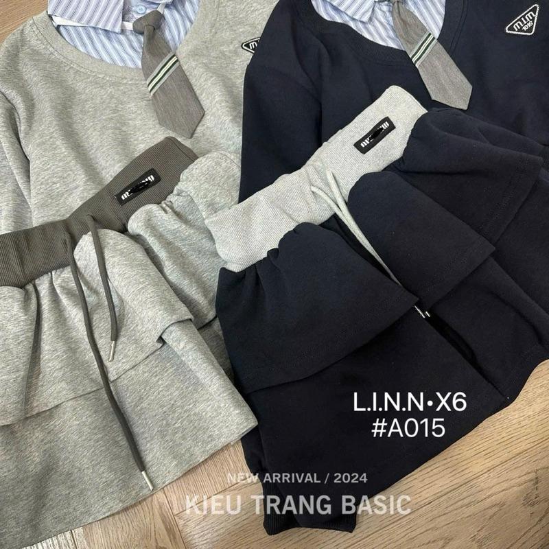 Set học sinh 3 món : áo phối sơ mi + chân váy + cavat đang làm mưa làm gió đây ạ  BY JOLIE - Tím than