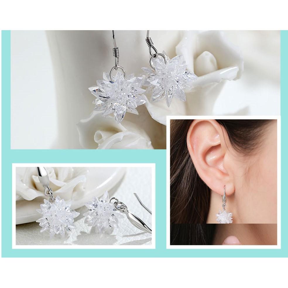 SALE ️️- BÔNG TAI BẠC NỮ - BÔNG TAI BÔNG TUYẾT PHA LÊ SIÊU ĐẸP SIÊU SANG CHẢNH