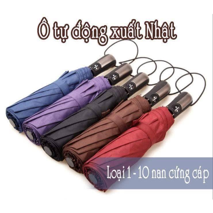 Ô dù che nắng đi mưa 10 nan mở tự động gấp nhỏ gọn cầm tay cỡ lớn cho xe hơi ô tô chống thấm