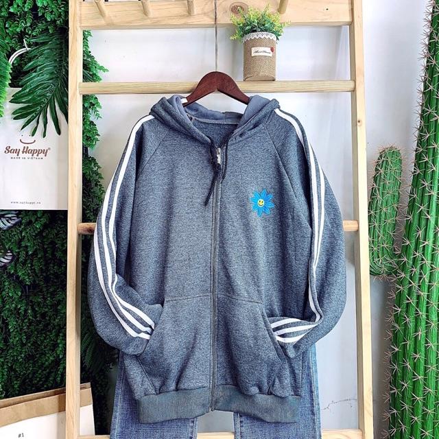 ÁO HOODIE - ÁO KHOÁC NỈ NGOẠI Thêu Sticker Hoa Cúc ( 3 Line Hoa Cúc - Ảnh Thật)