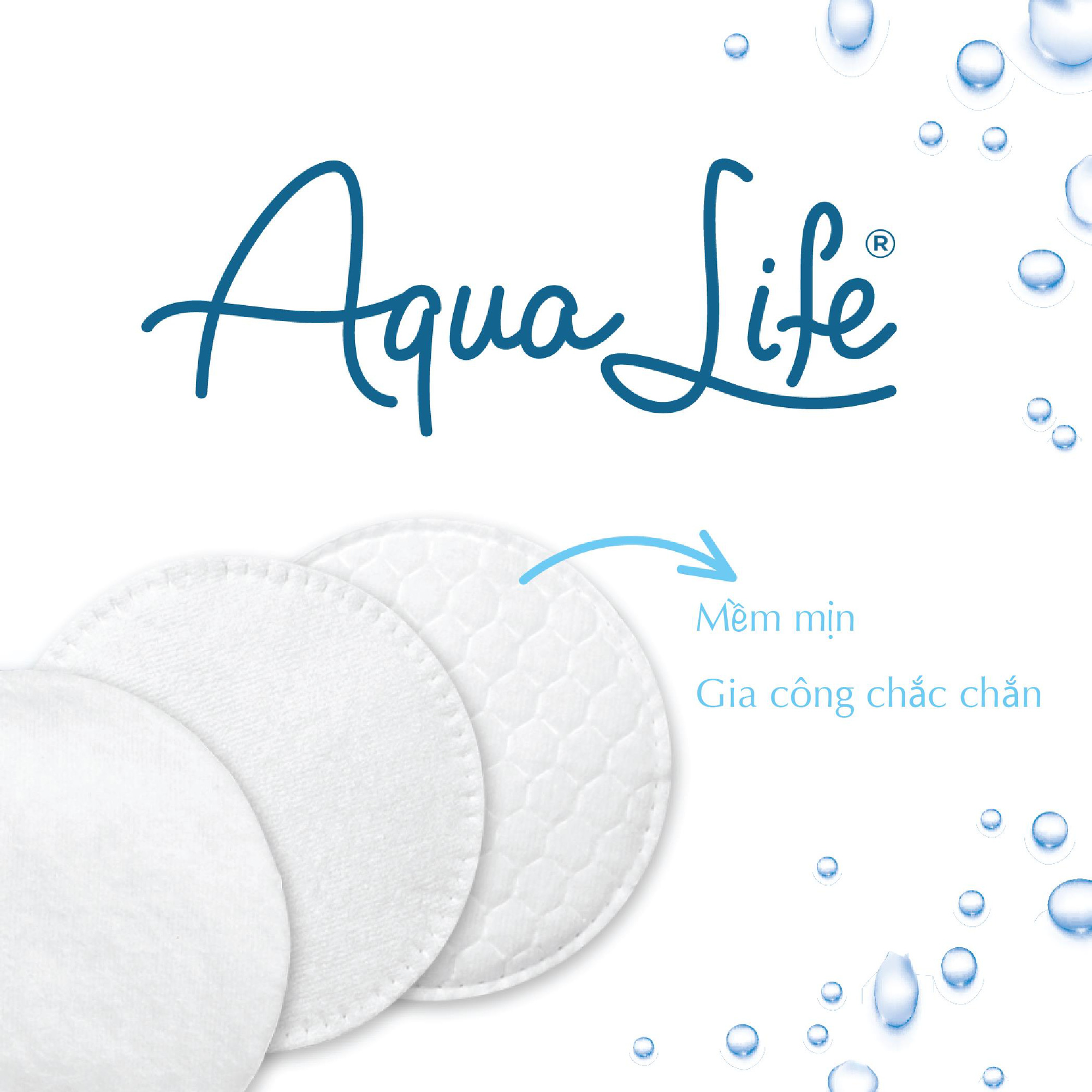 Combo 2 Gói Bông Tẩy Trang 100 Miếng, May Viền, Dập Nổi Aqua Life Cotoneve (Tặng Kèm Gói Bông Tẩy Trang 70 Miếng)