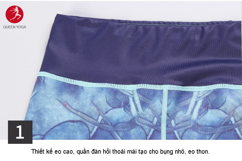 Quần Legging Nữ Tập Yoga In Họa Tiết Hoa Sen Xanh YUNGE Cao Cấp Tôn Dáng KH143