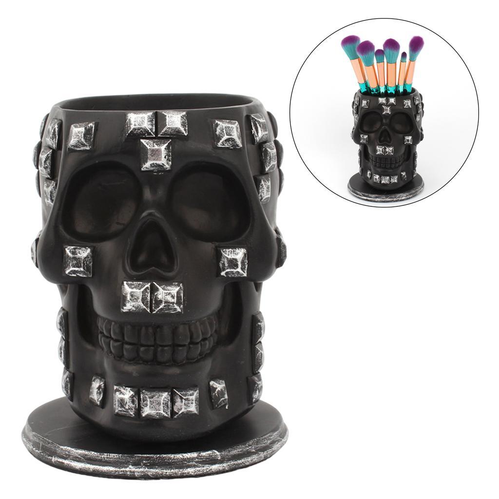 Rotatable Skull Pen Holder Office Desktop Decor Stationery Organizer