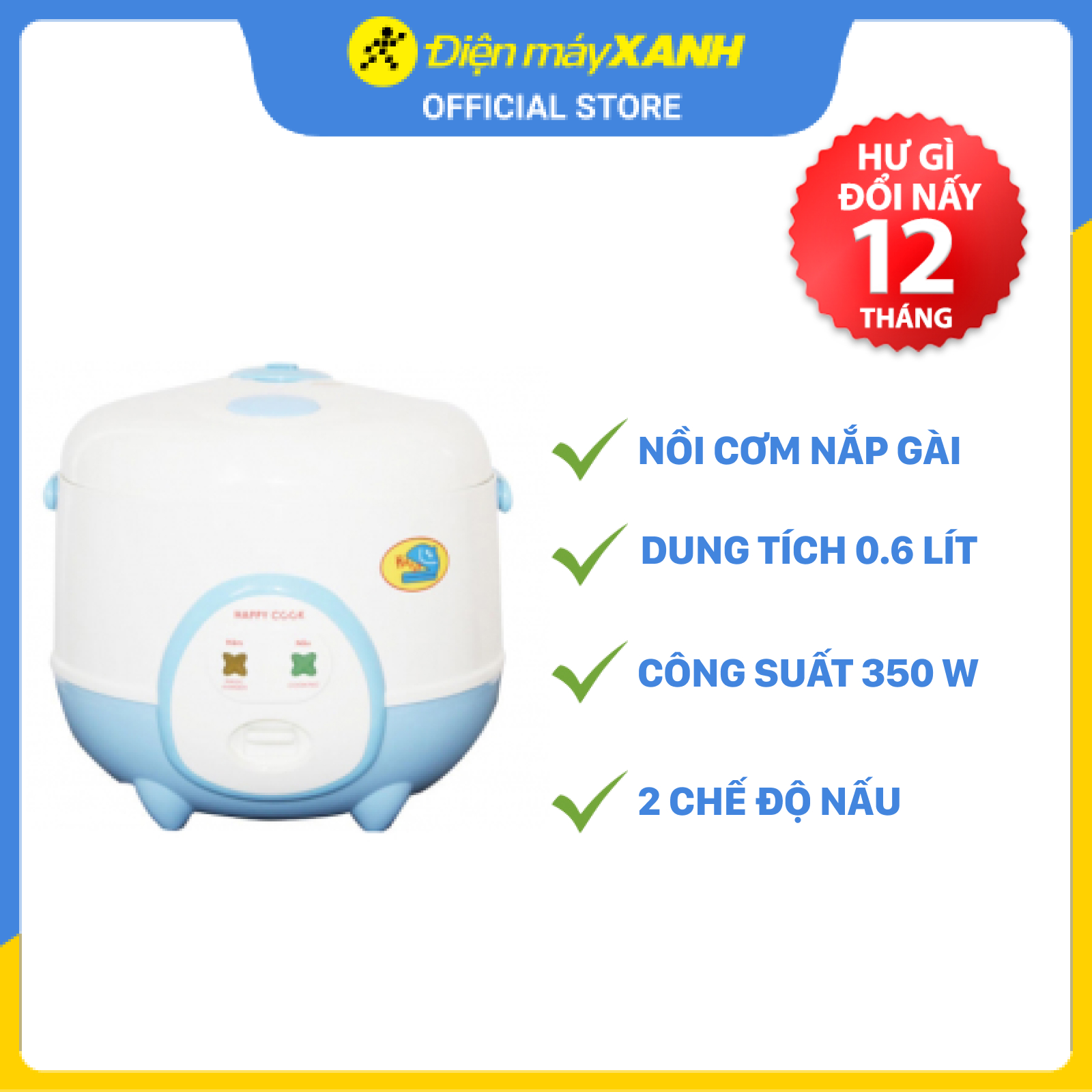 Nồi cơm điện Happycook 0.6 lít HC-60 ( mới 100% ) bảo hành 1 năm