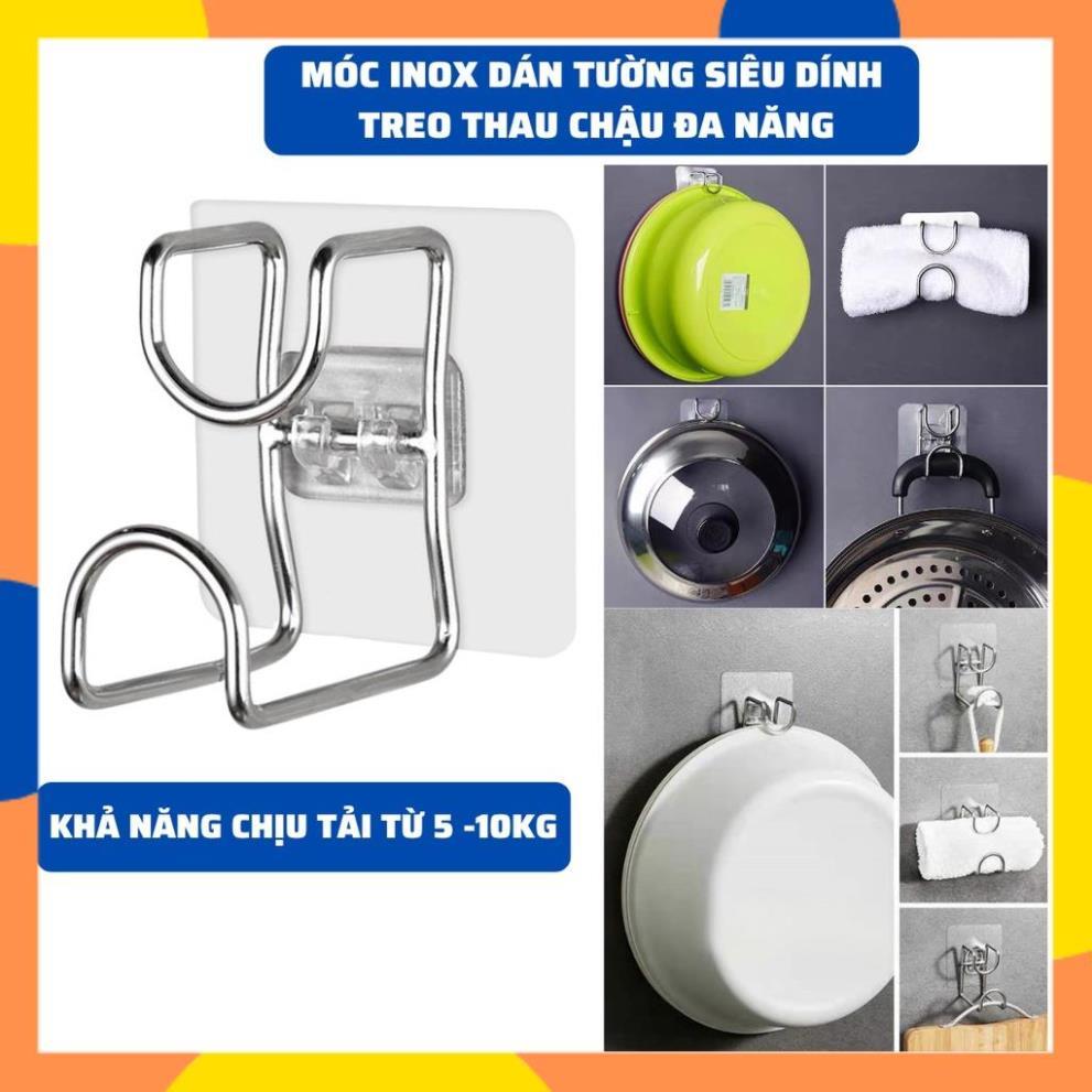 Móc Inox Dán Tường Siêu Dính Treo Thau Chậu, Nồi ,Thớt , Khăn, Quần Áo/ Giá Gắn Tường Treo Đồ Nhà Bếp, Nhà Tắm K190