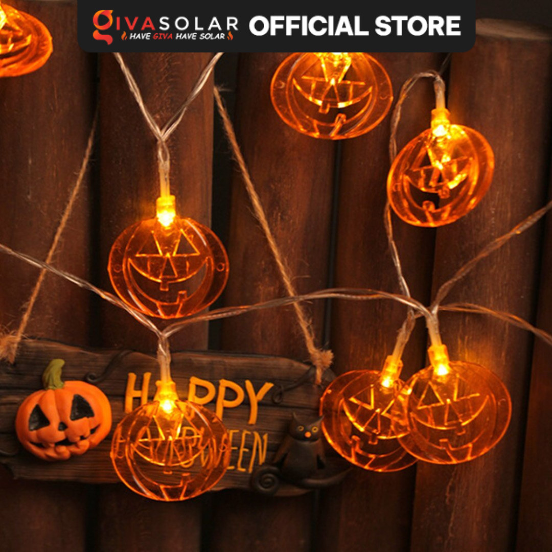 Dây đèn led trang trí ngoài trời Halloween hình bí ngô GV-PHSL-1