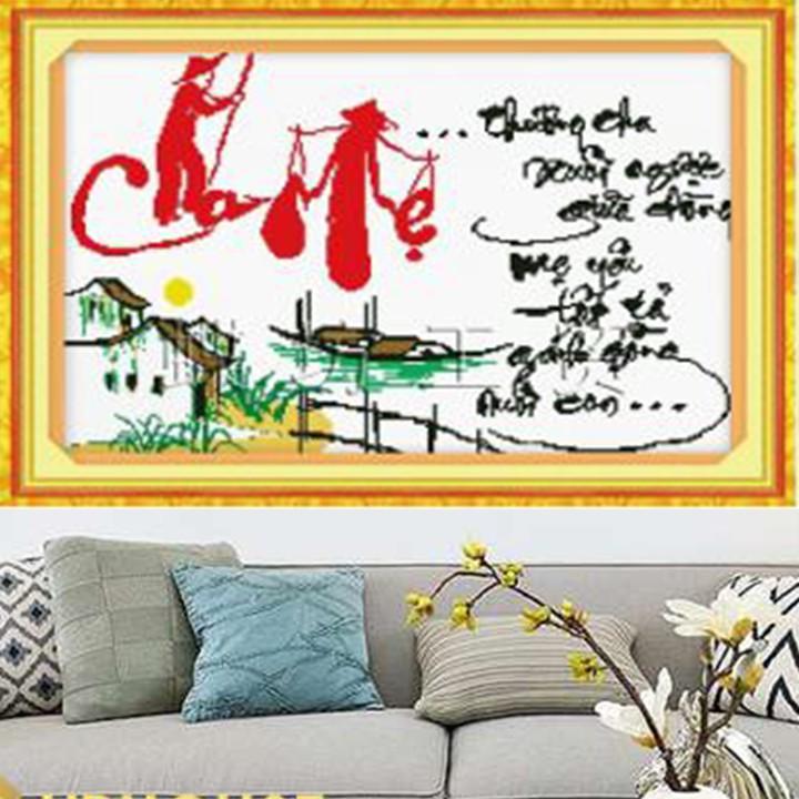 Tranh thêu cha mẹ thương cha xuôi ngược ... ..222539 - kích thước: 65 * 46cm.