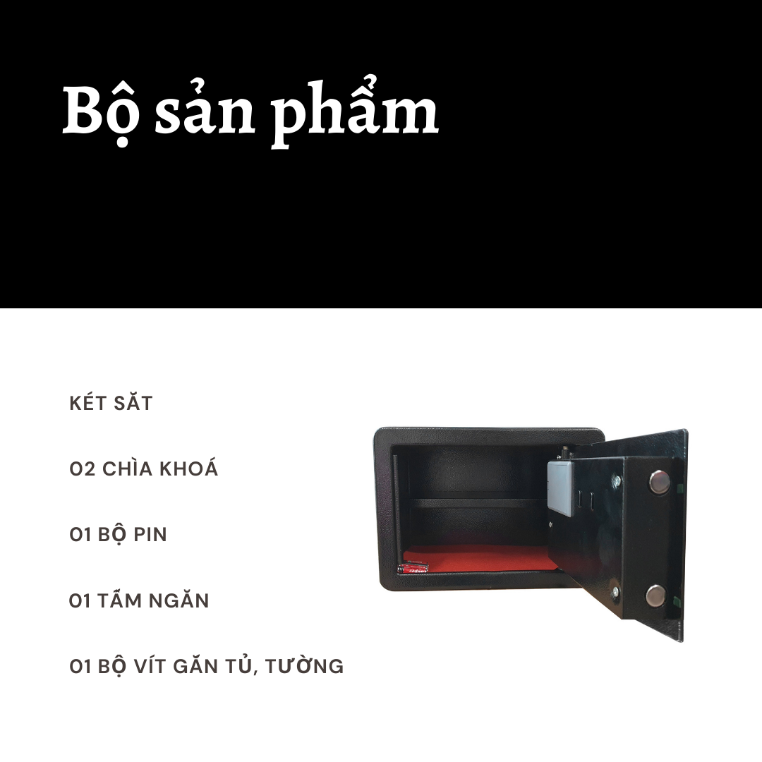 Két Sắt Mini NAGA BG250 Khoá Vân Tay Kết Hợp Bàn Phím Cảm Ứng Có Thể Bắt Vào Tường