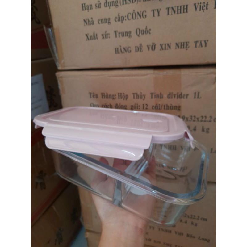 Bộ hộp cơm văn phòng bằng thủy tinh chia ngăn chống tràn dùng được trong lò vi sóng