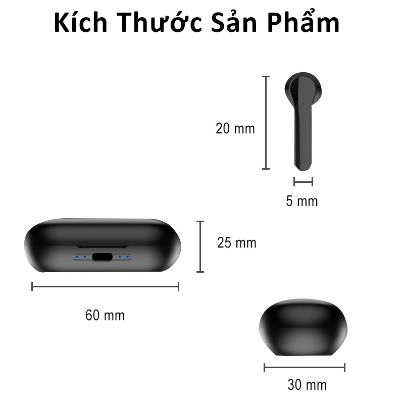 Tai Nghe Bluetooth Nhét Tai PKCB True Wireless - Hàng Chính Hãng VN/A