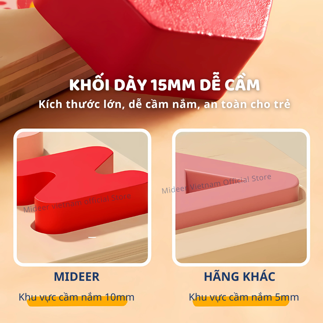 Bảng ghép hình chữ cái, số , đồ vật và thức ăn Mideer wooden peg puzzles