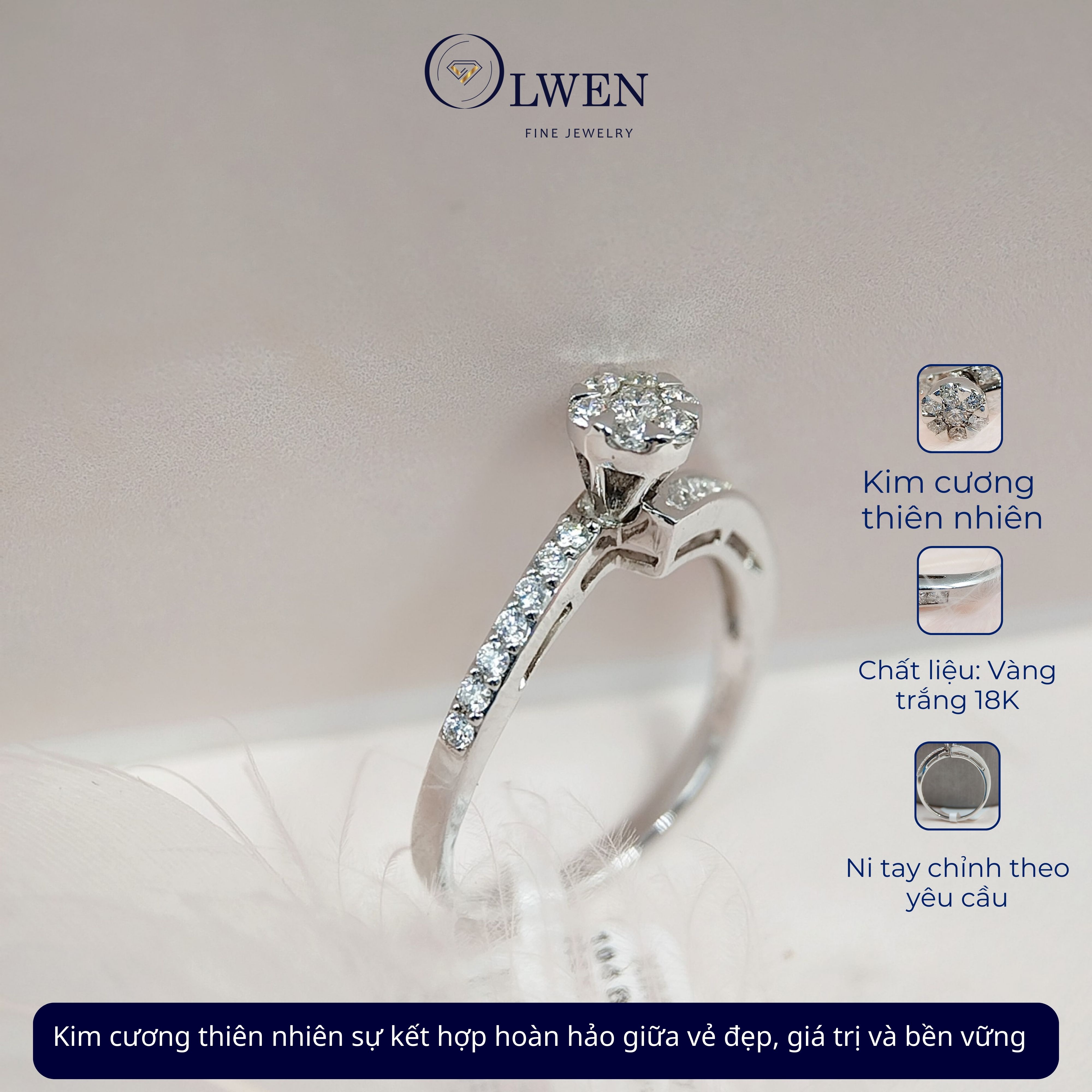 Nhẫn Kim Cương HK 18K HK Olwen HA-R000047