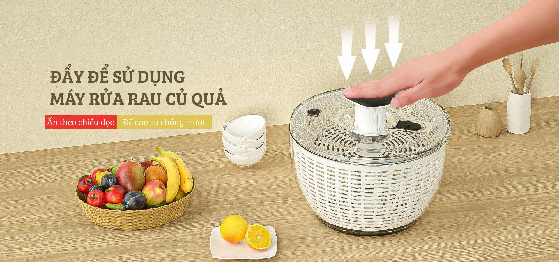 Dụng Cụ Rửa Rau Củ Quả Dùng Cho Nhà Bếp DAMAS D988 Dung Tích 6 Lít - Hàng Chính Hãng