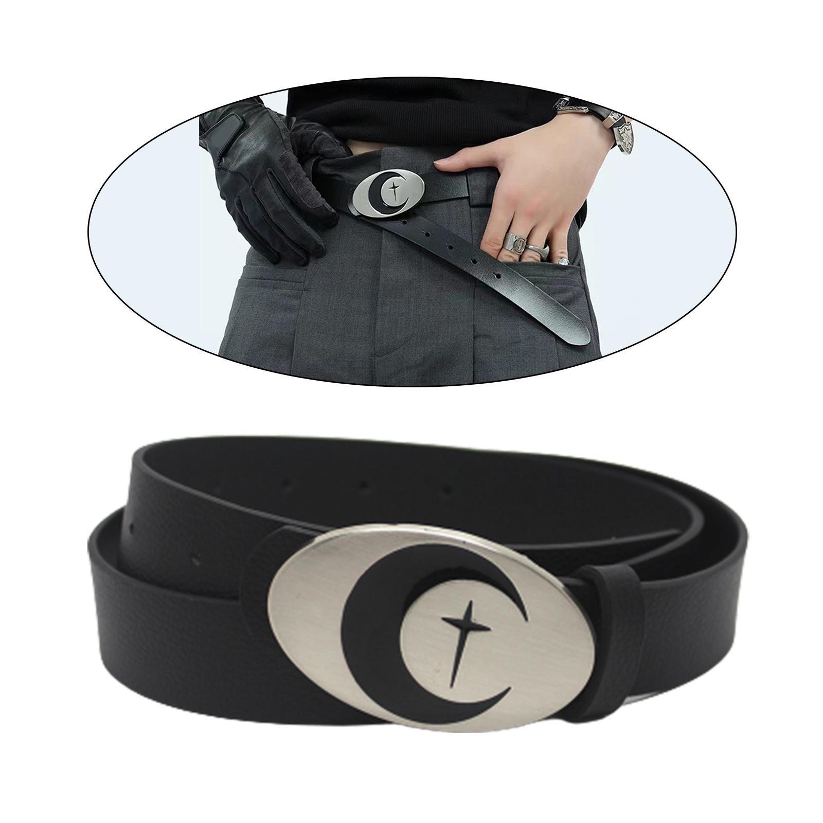 PU Leather Belt Waist Band Fashion Belt Punk Metal Buckle for Men and Women