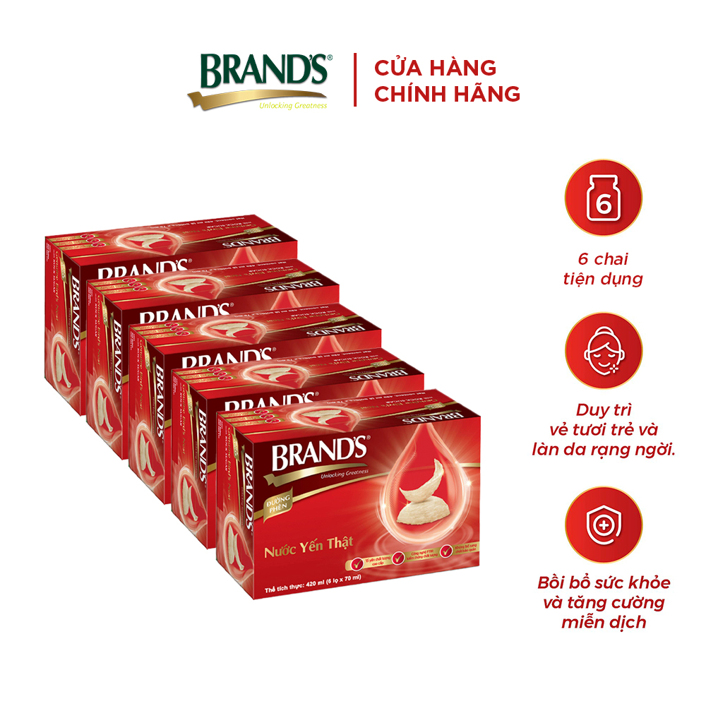 Combo 5 Nước yến thật BRAND'S Đường Phèn (70 ml x 30 lọ)