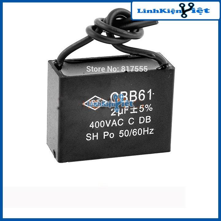 Tụ 2uF 400VAC - Tụ Quạt Bàn - Tụ Quạt Treo Tường