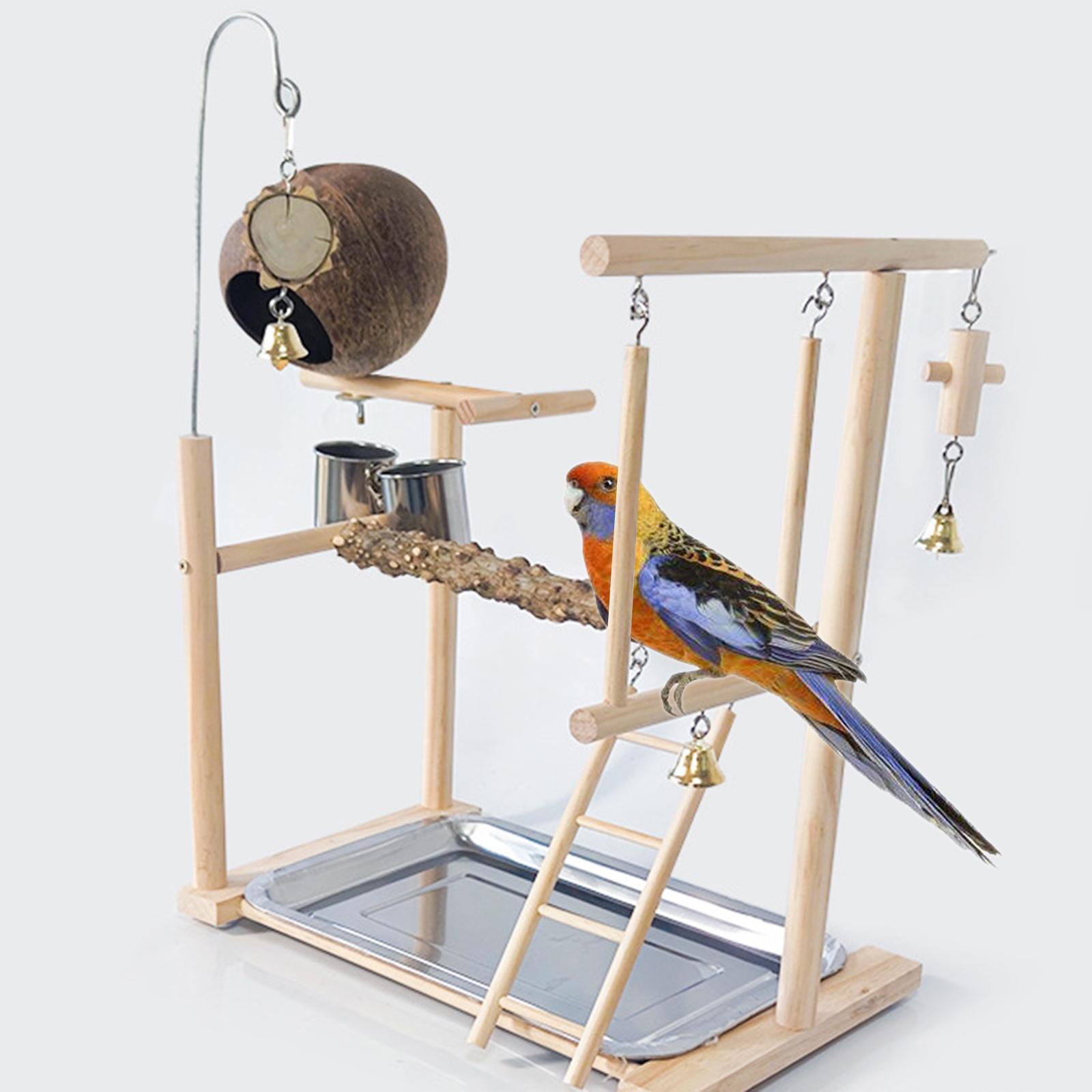Wooden Bird Playground Ladder Perch Play for Parakeets Budgie Cage Accessories