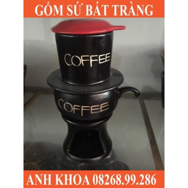 Bộ phin coffee + cốc+ đĩa ( or bếp đốt) Bát Tràng - Gốm sứ Bát Tràng Anh Khoa