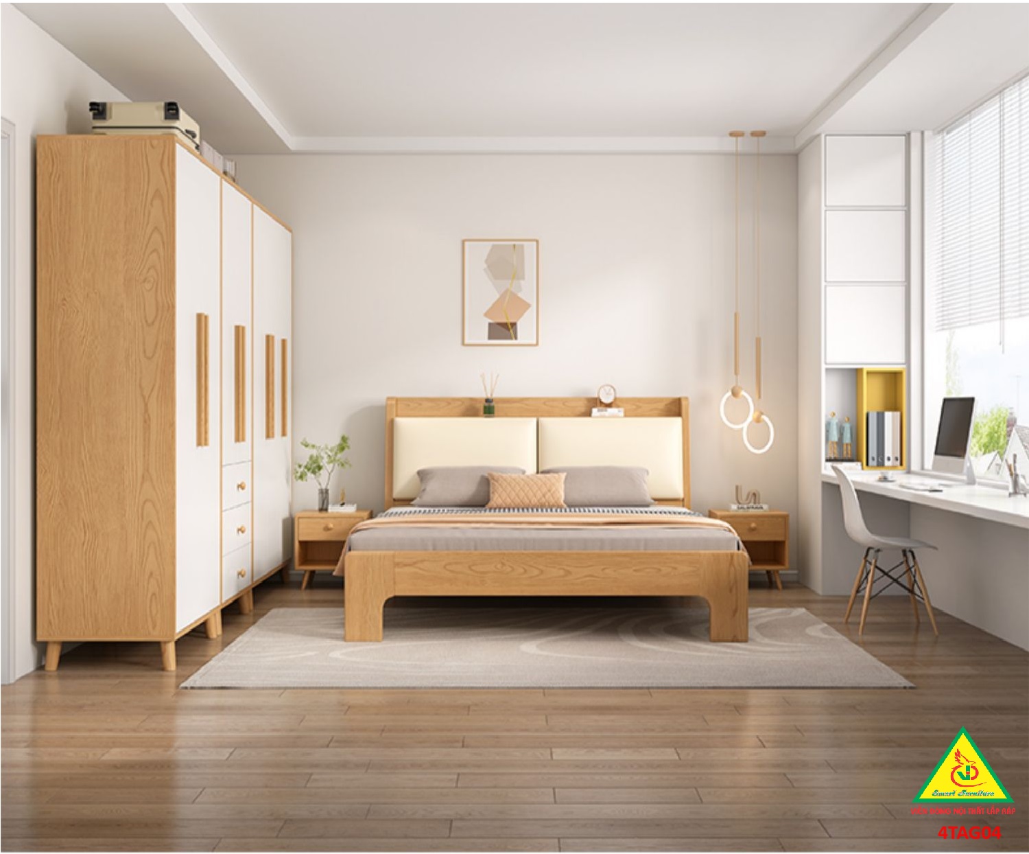 Tủ quần áo gỗ MDF 4TAG04 - Nội thất lắp ráp Viễn Đông ADV