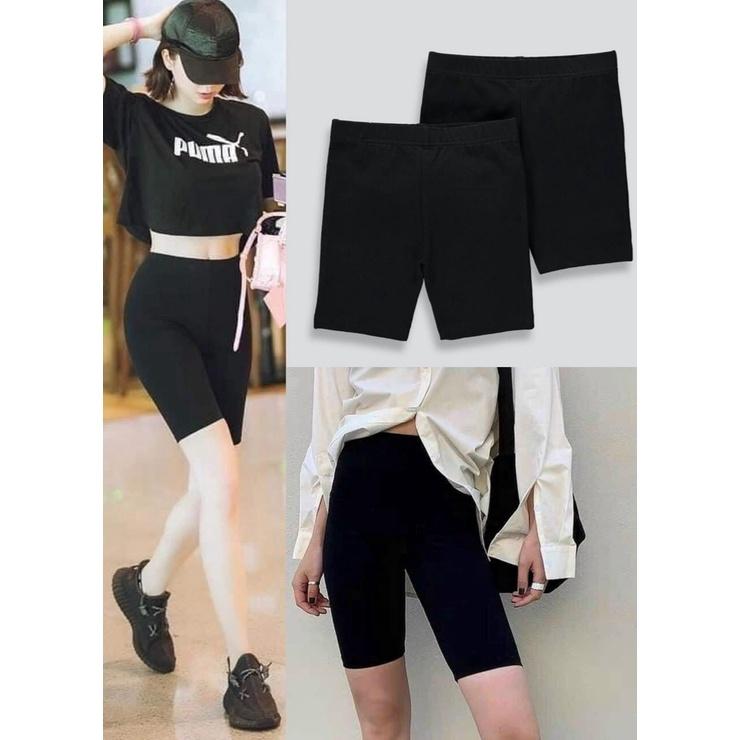 Quần legging đùi biker short lửng dáng ngắn nữ mùa hè chất cotton mát co giãn mềm mại